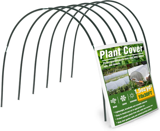 Garden Hoops and 10ftx30ft Plant Covers for Winter Freeze Protection, 1.5oz Floating Row Covers, Frost Blankets for Outdoor Plants