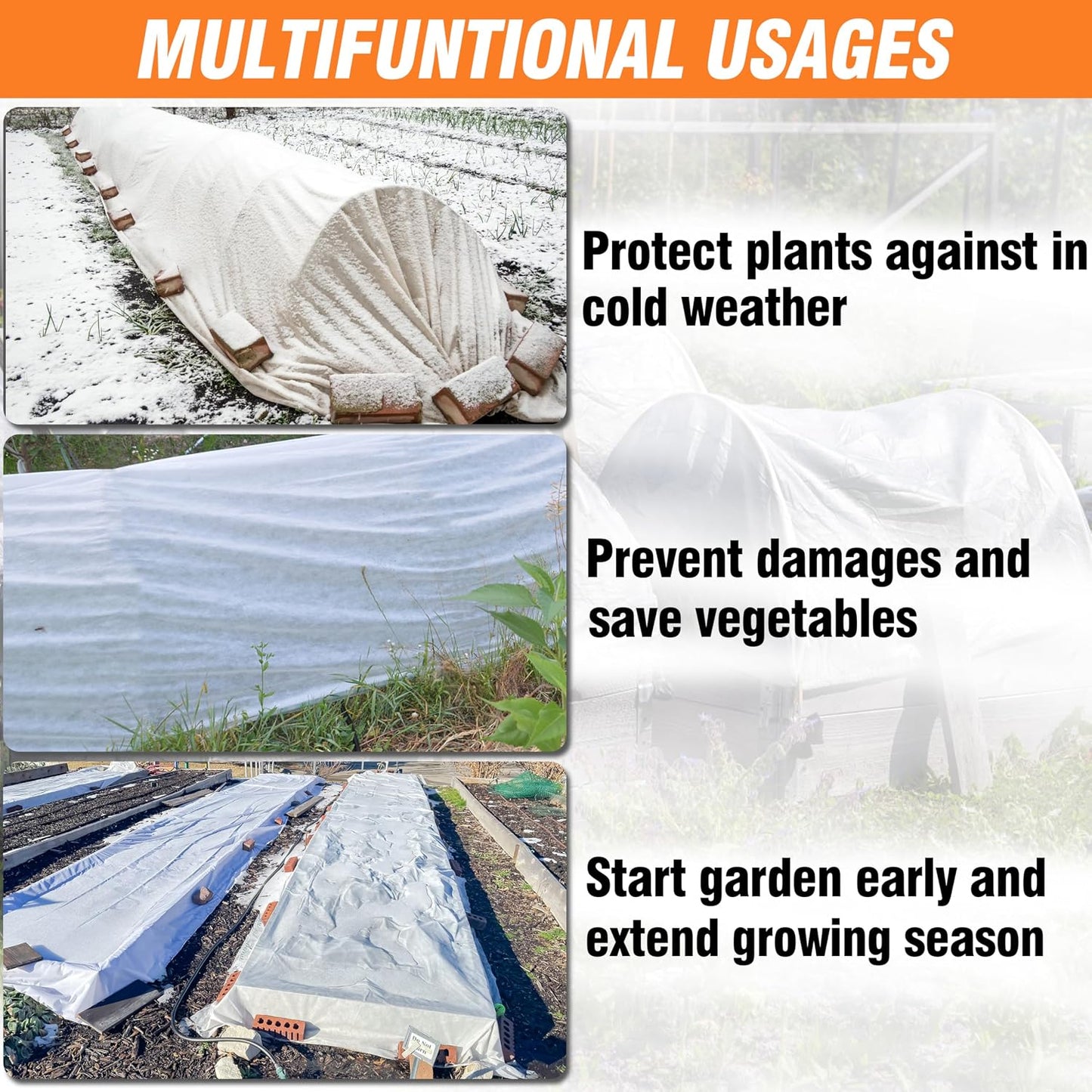 Garden Hoops and 10ftx30ft Plant Covers for Winter Freeze Protection, 1.5oz Floating Row Covers, Frost Blankets for Outdoor Plants