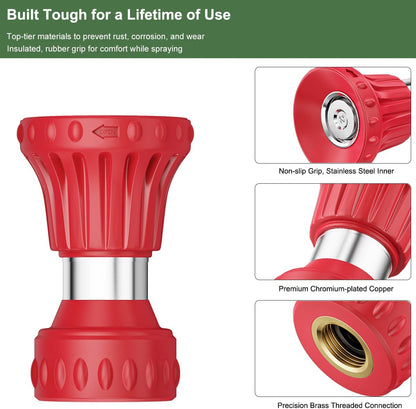 Fireman Style Garden Hose Nozzle, High Pressure Adjustable Sprayer