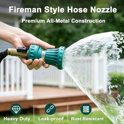 Fireman Style Garden Hose Nozzle, High Pressure Adjustable Sprayer