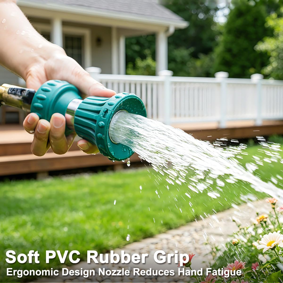 Fireman Style Garden Hose Nozzle, High Pressure Adjustable Sprayer