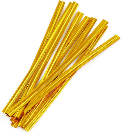 Gold Metallic Twist Ties 100 Yards Bread Candy Coffee Bag Ties Plant Garden Twist Ties for Parties Decorative Ties Cake Present Art Craft