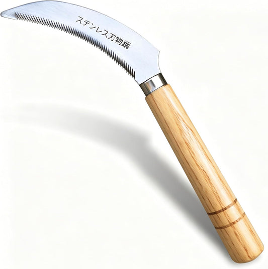 Grass Sickle Hoe Gardening Handheld Tool Weeding Tools for Garden (Brown)