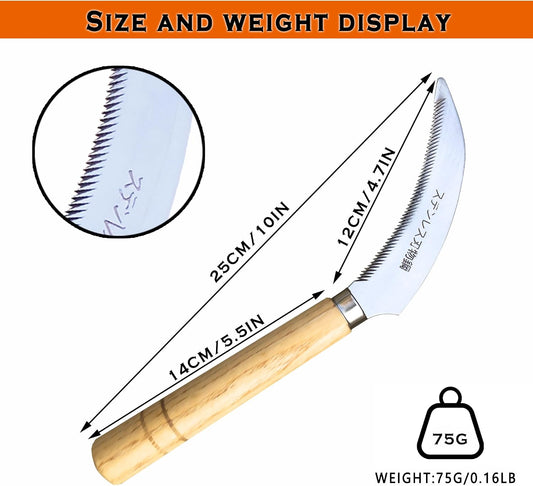 Grass Sickle Hoe Gardening Handheld Tool Weeding Tools for Garden (Brown)