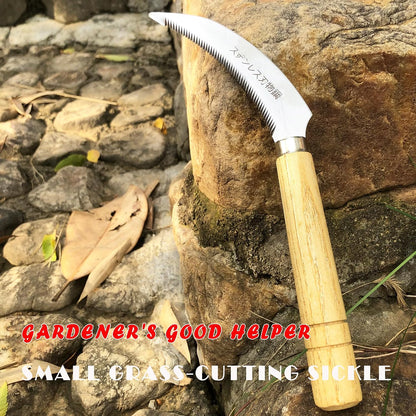 Grass Sickle Hoe Gardening Handheld Tool Weeding Tools for Garden (Brown)