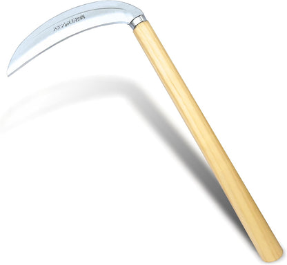 Grass Sickle Hoe Gardening Handheld Tool Weeding Tools for Garden (Brown)