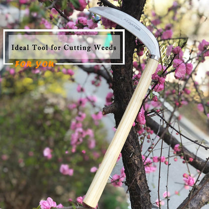 Grass Sickle Hoe Gardening Handheld Tool Weeding Tools for Garden (Brown)