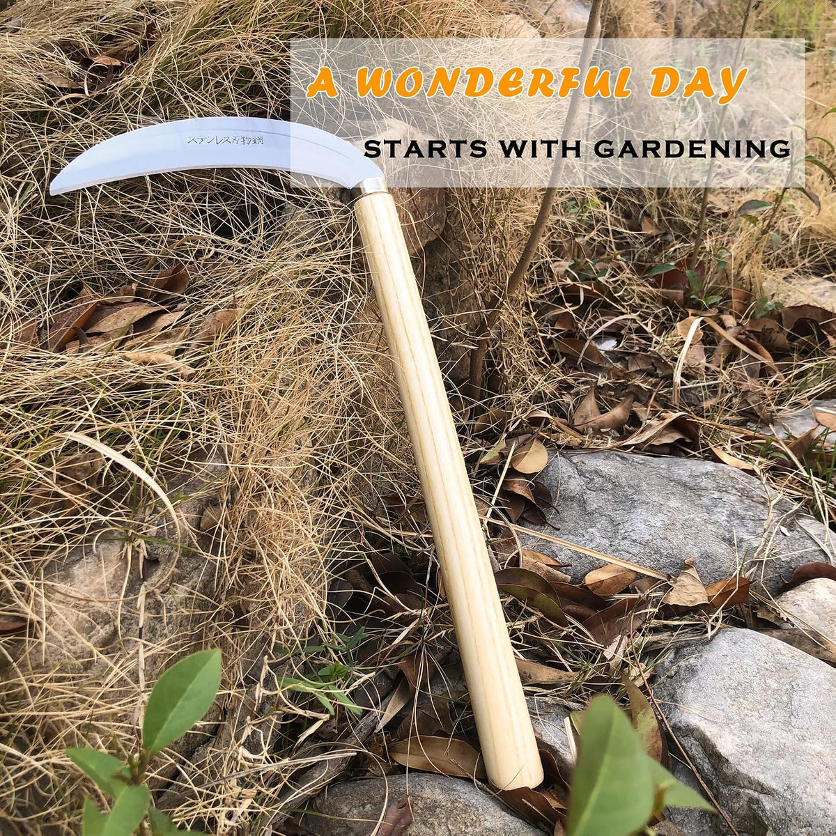 Grass Sickle Hoe Gardening Handheld Tool Weeding Tools for Garden (Brown)