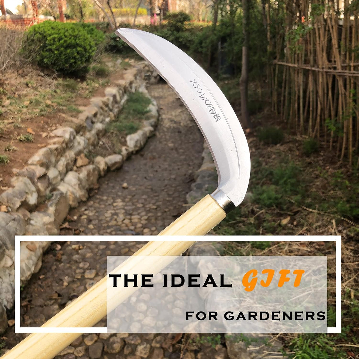 Grass Sickle Hoe Gardening Handheld Tool Weeding Tools for Garden (Brown)