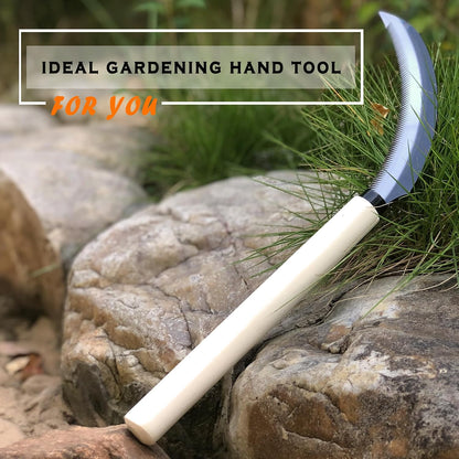 Grass Sickle Hoe Gardening Handheld Tool Weeding Tools for Garden (Brown)