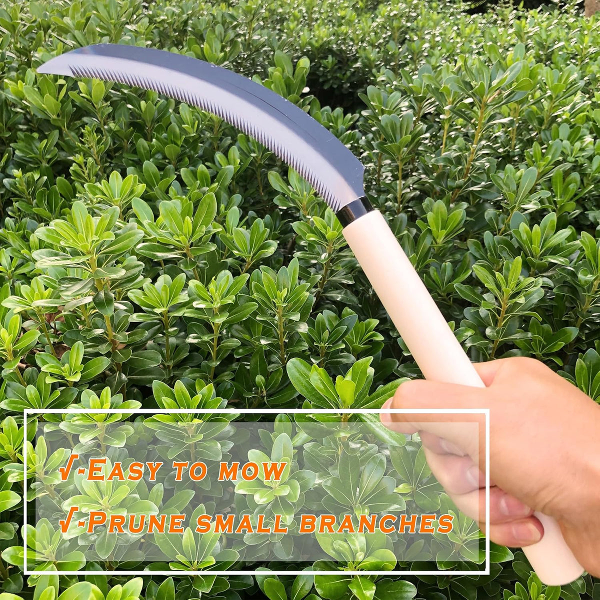 Grass Sickle Hoe Gardening Handheld Tool Weeding Tools for Garden (Brown)