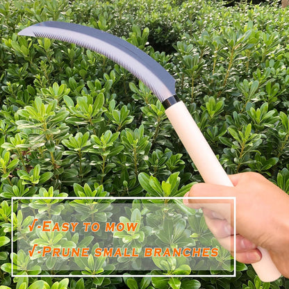 Grass Sickle Hoe Gardening Handheld Tool Weeding Tools for Garden (Brown)