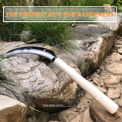 Grass Sickle Hoe Gardening Handheld Tool Weeding Tools for Garden (Brown)