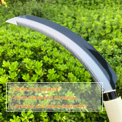 Grass Sickle Hoe Gardening Handheld Tool Weeding Tools for Garden (Brown)