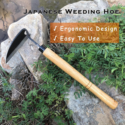 Grass Sickle Hoe Gardening Handheld Tool Weeding Tools for Garden (Brown)
