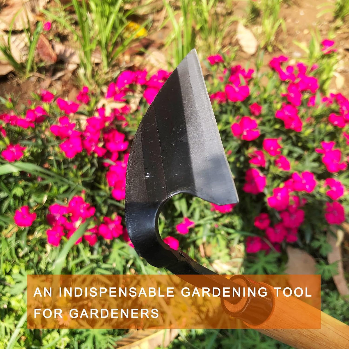 Grass Sickle Hoe Gardening Handheld Tool Weeding Tools for Garden (Brown)