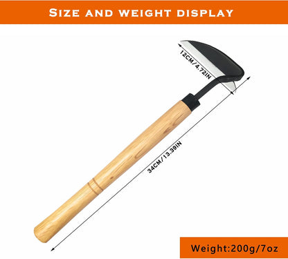 Grass Sickle Hoe Gardening Handheld Tool Weeding Tools for Garden (Brown)