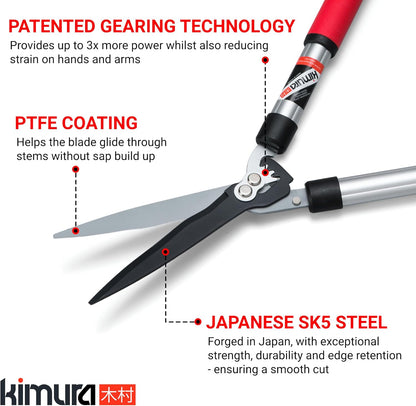 ® Pro Heavy Duty Hedge Shears - Premium Garden Clippers with Patented Gearing Technology, Ultra Lightweight Aluminium Handles, Japanese SK5 Steel Blades, Ideal Shears for Gardening - 22" Trimmer