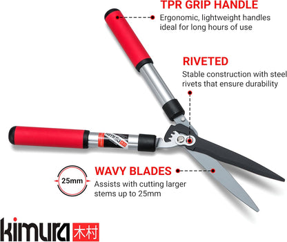 ® Pro Heavy Duty Hedge Shears - Premium Garden Clippers with Patented Gearing Technology, Ultra Lightweight Aluminium Handles, Japanese SK5 Steel Blades, Ideal Shears for Gardening - 22" Trimmer
