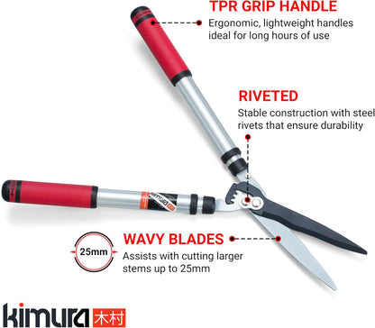 ® Pro Heavy Duty Hedge Shears - Premium Garden Clippers with Patented Gearing Technology, Ultra Lightweight Aluminium Handles, Japanese SK5 Steel Blades, Ideal Shears for Gardening - 22" Trimmer