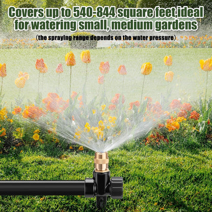 4 Pack Metal Lawn Sprinklers with Adjustable Brass Nozzle, Black