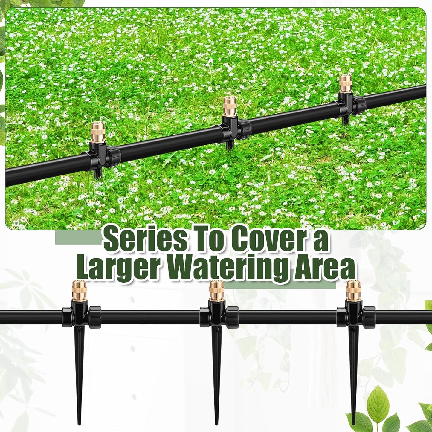4 Pack Metal Lawn Sprinklers with Adjustable Brass Nozzle, Black