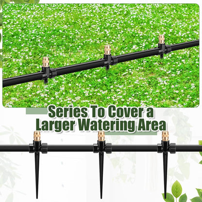 4 Pack Metal Lawn Sprinklers with Adjustable Brass Nozzle, Black