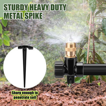 4 Pack Metal Lawn Sprinklers with Adjustable Brass Nozzle, Black
