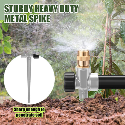 4 Pack Metal Lawn Sprinklers with Adjustable Brass Nozzle, Black