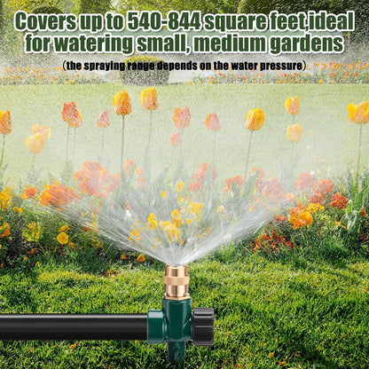 4 Pack Metal Lawn Sprinklers with Adjustable Brass Nozzle, Black