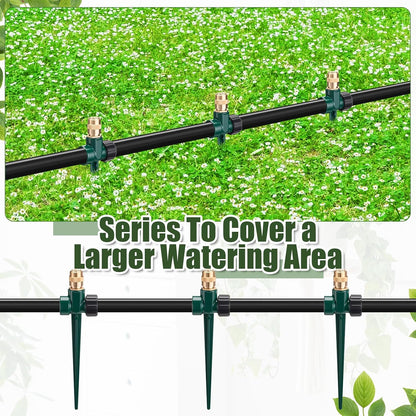 4 Pack Metal Lawn Sprinklers with Adjustable Brass Nozzle, Black