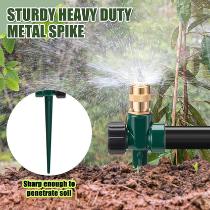 4 Pack Metal Lawn Sprinklers with Adjustable Brass Nozzle, Black