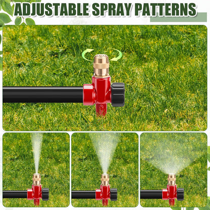 4 Pack Metal Lawn Sprinklers with Adjustable Brass Nozzle, Black