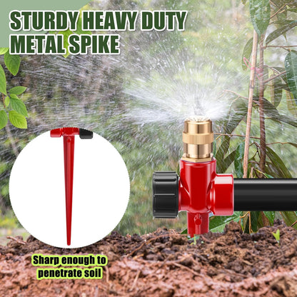 4 Pack Metal Lawn Sprinklers with Adjustable Brass Nozzle, Black