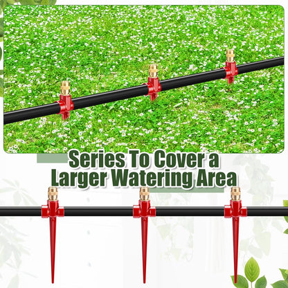 4 Pack Metal Lawn Sprinklers with Adjustable Brass Nozzle, Black