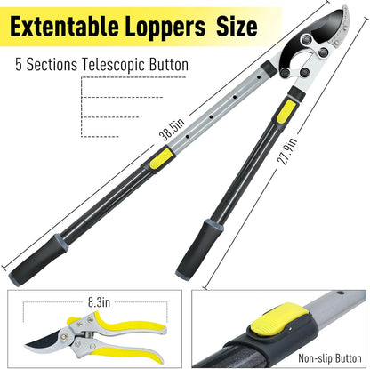 Tree Branch Cutter Garden Shears Set, Loppers for Tree Trimming Heavy Duty