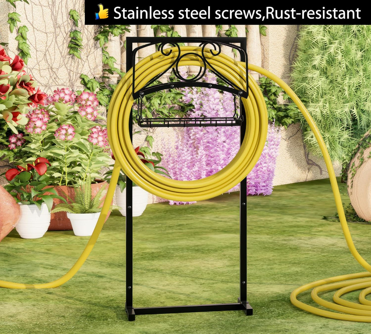 Stainless Steel Garden Hose Holder for Yard Lawn Storage