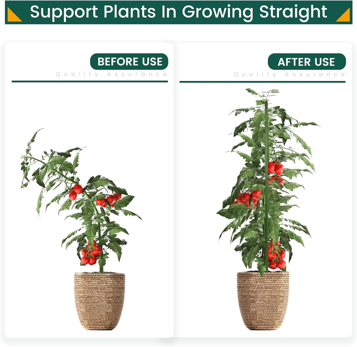 36 Inch 3 Ft Plant Support Garden Stakes for Outdoor Plants, 25 PCS