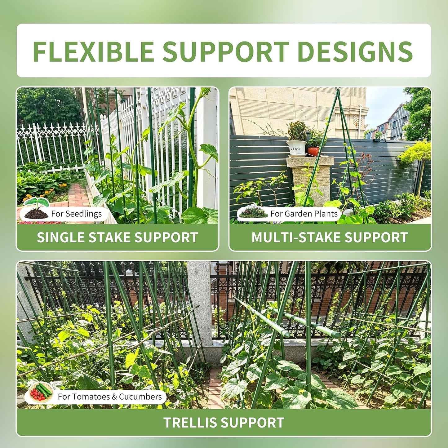 36 Inch 3 Ft Plant Support Garden Stakes for Outdoor Plants, 25 PCS