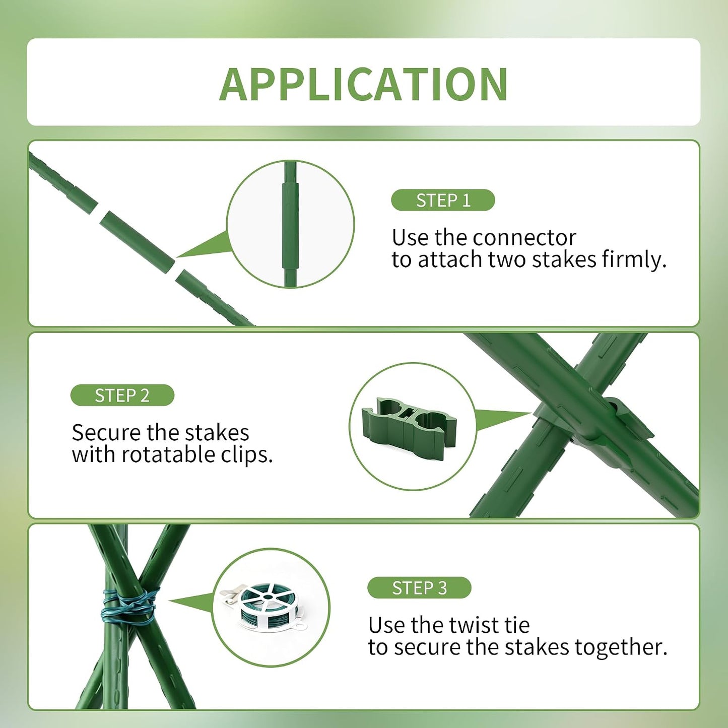 36 Inch 3 Ft Plant Support Garden Stakes for Outdoor Plants, 25 PCS