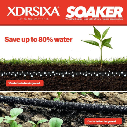 Soaker Hose 5/8 Inch 100FT Heavy Duty, Slow Release Drip Irrigation for Large Farms, Acreage & Sprawling Gardens, Leak-Proof