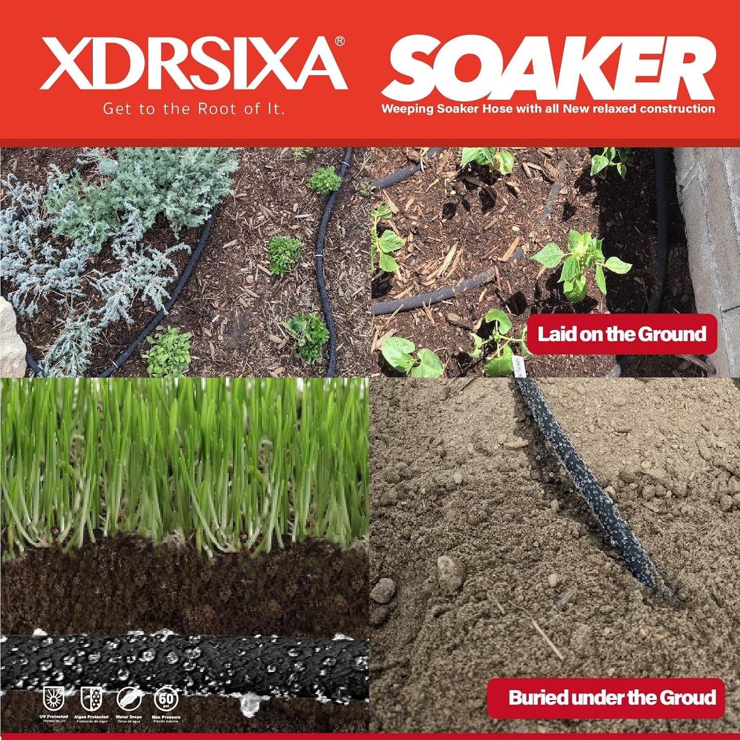 Soaker Hose 5/8 Inch 100FT Heavy Duty, Slow Release Drip Irrigation for Large Farms, Acreage & Sprawling Gardens, Leak-Proof