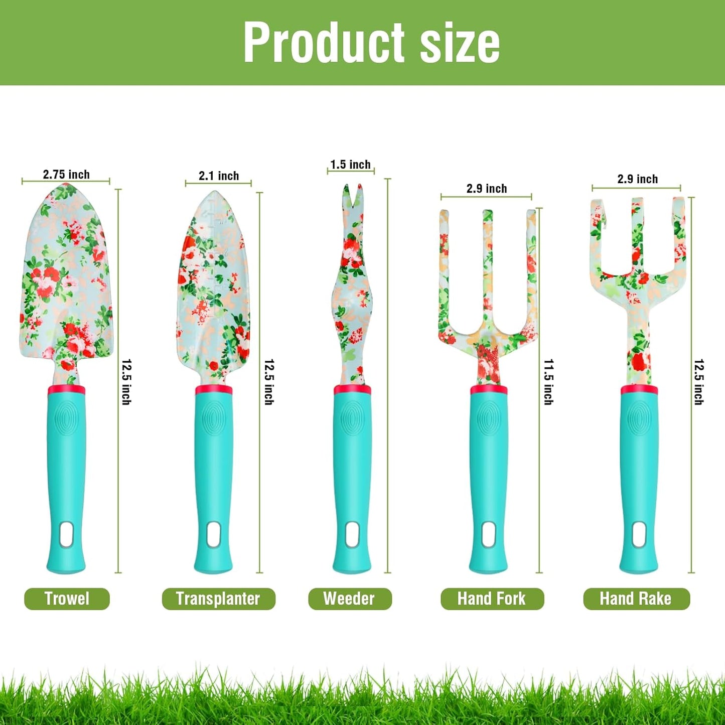 Garden Tools Set, 10 PCS Heavy Duty Gardening Tools Includes Hand Trowel Rake Weeder Pruner, Gardening Gifts for Women, Garden Kit with Tote Bag, Apron, Gloves, Kneeling Pad