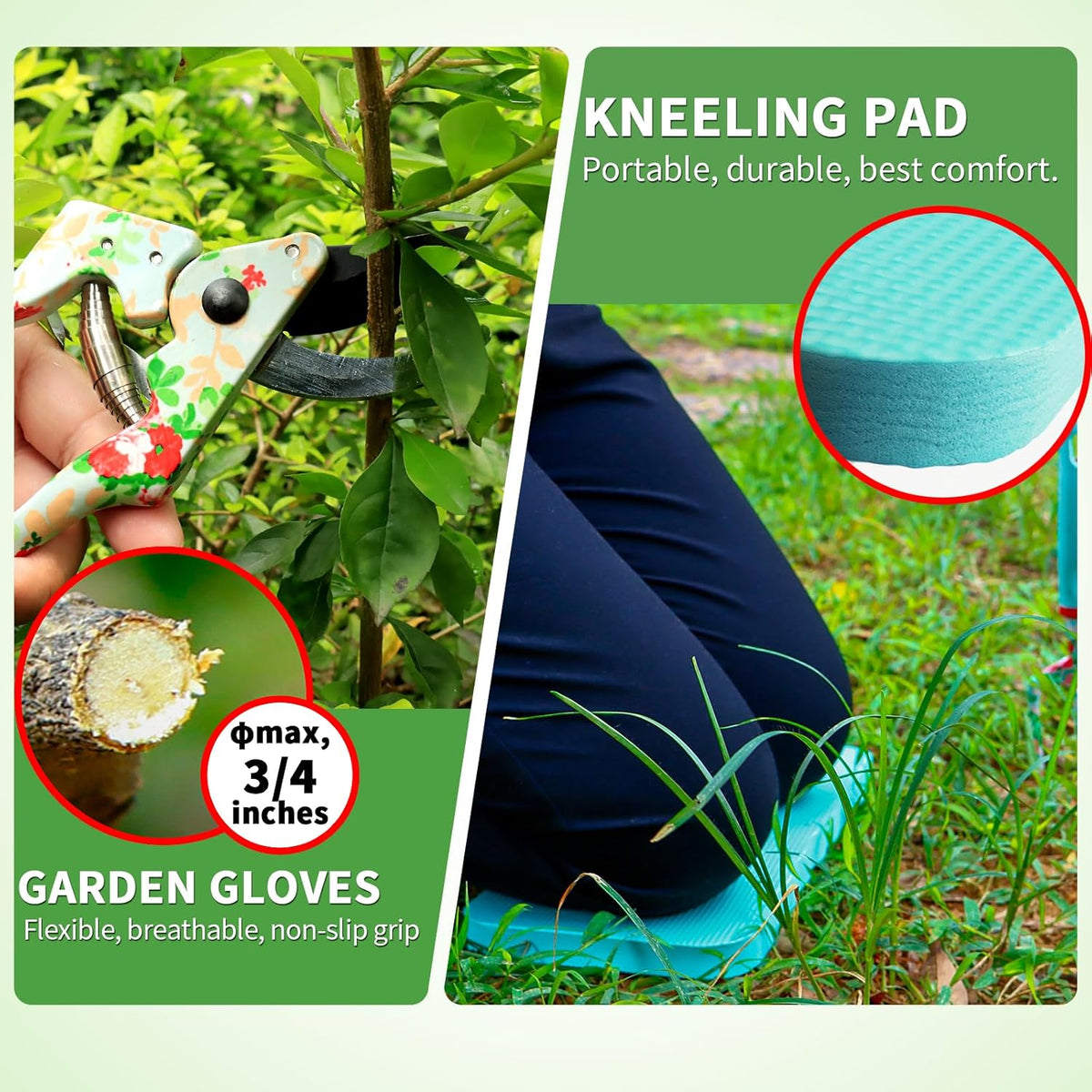 Garden Tools Set, 10 PCS Heavy Duty Gardening Tools Includes Hand Trowel Rake Weeder Pruner, Gardening Gifts for Women, Garden Kit with Tote Bag, Apron, Gloves, Kneeling Pad