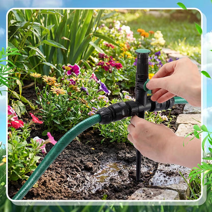 4 Sets Above Ground Sprinkler System for Yard Garden Watering Irrigation System Included 59ft Hose Sprinkler DIY Multi-adjustable Flex Irrigation Kit for Garden Raise Bed Lawn Outdoor Plants