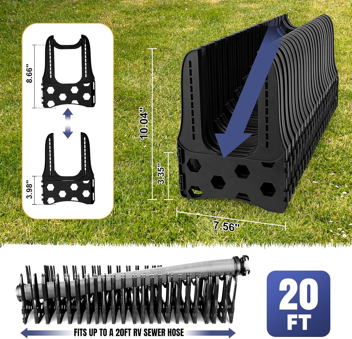 Kohree RV Sewer Hose Support 20FT, Black RV Sewer Hose Holder