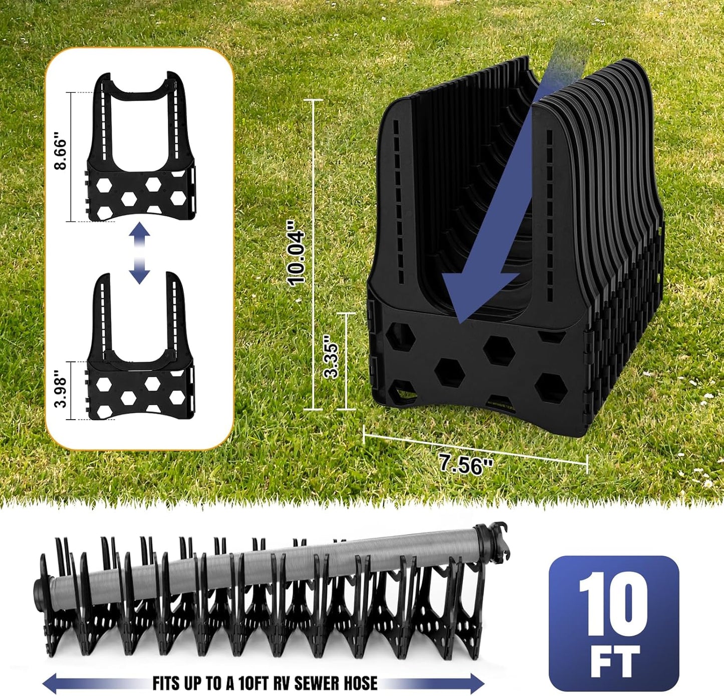Kohree RV Sewer Hose Support 20FT, Black RV Sewer Hose Holder