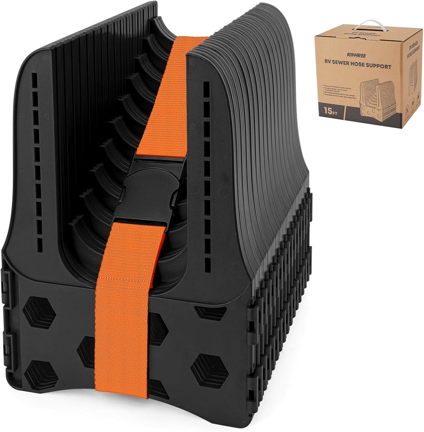 Kohree RV Sewer Hose Support 20FT, Black RV Sewer Hose Holder