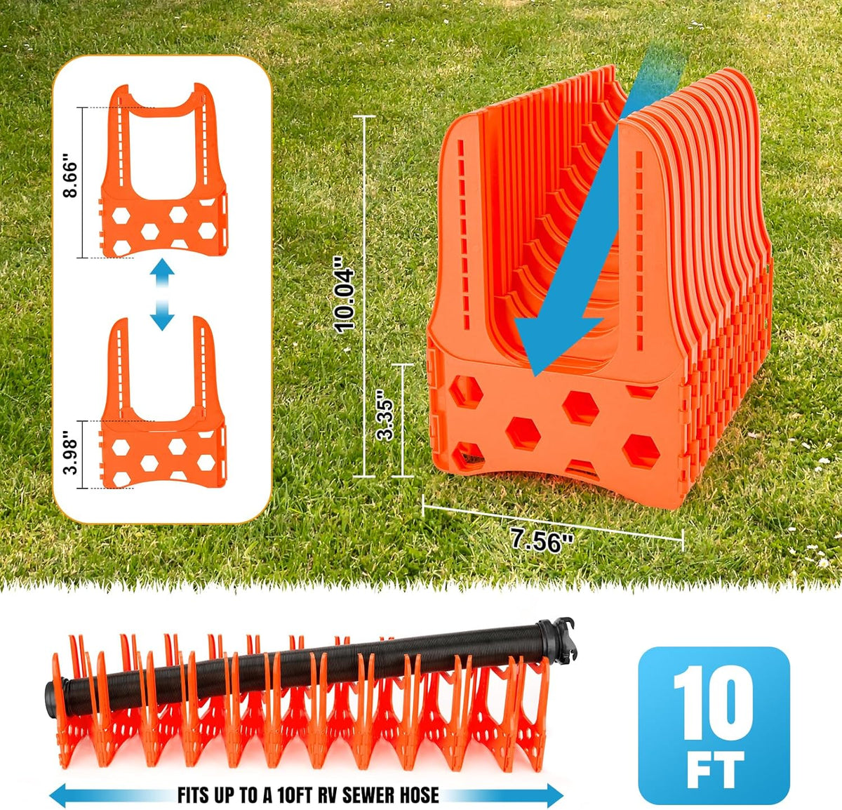 Kohree RV Sewer Hose Support 20FT, Black RV Sewer Hose Holder