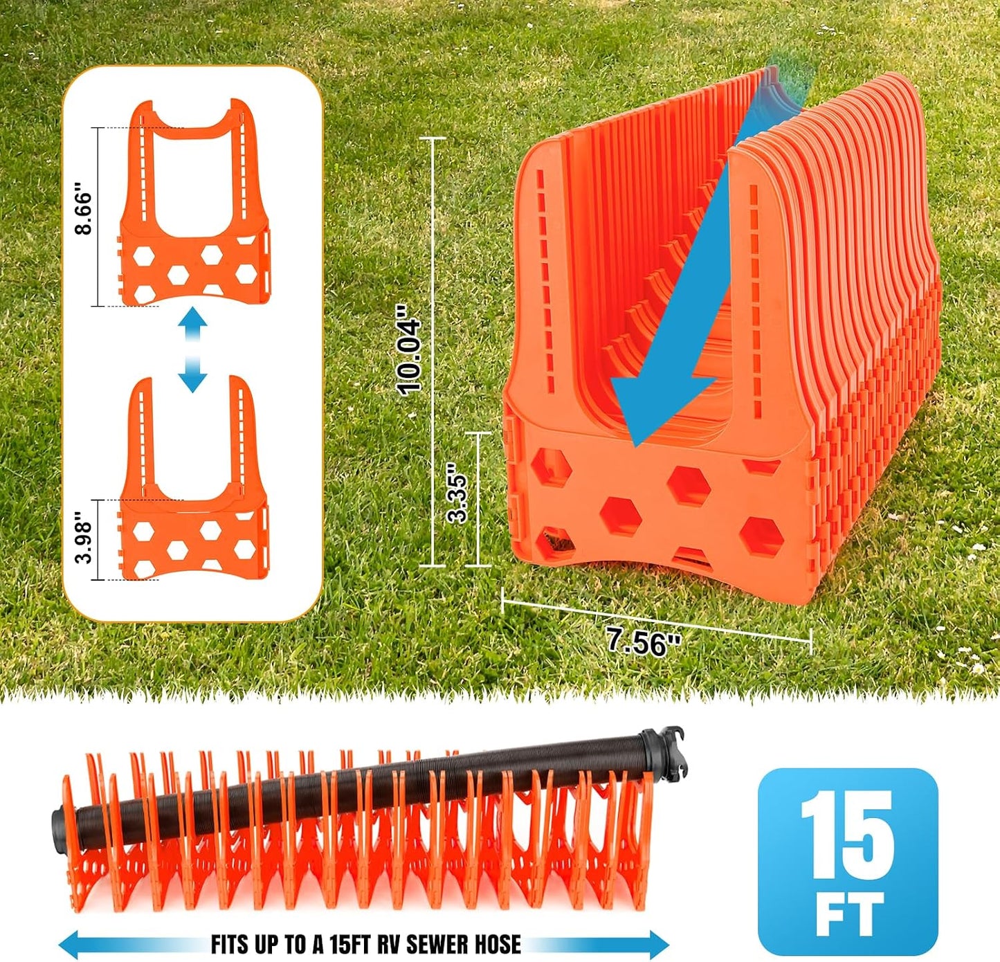 Kohree RV Sewer Hose Support 20FT, Black RV Sewer Hose Holder